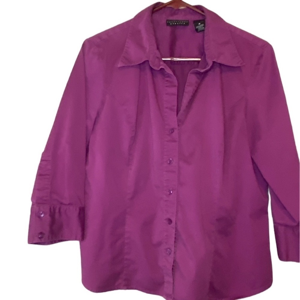 Apostrophe stretch shirt top blouse collared button down purple Sz 18  H-09